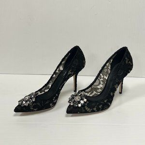 Women's Dolce & Gabbana Lace Rainbow Pumps with Brooch Detailing Black